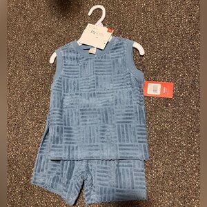 Petit Lem Textured Blue Kids Outfit